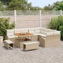 Conjunto de sofá de jardín con cojín 12 pcs Beige Poliratán