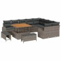 Conjunto de sofá de jardín con cojín 12 pcs Gris Poliratán