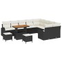 Conjunto de sofá de jardín con cojín 12 pcs Negro Poliratán