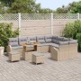 Conjunto de sofá de jardín con cojín 12 pcs Beige Poliratán