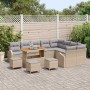 Conjunto de sofá de jardín con cojín 13 pcs Beige Poliratán