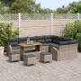 Conjunto de sofá de jardín con cojín 13 pcs Gris Poliratán