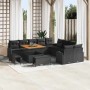 Conjunto de sofá de jardín con cojín 13 pcs Negro Poliratán
