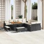 Conjunto de sofá de jardín con cojín 13 pcs Negro Poliratán