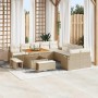 Conjunto de sofá de jardín con cojín 13 pcs Beige Poliratán