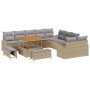 Conjunto de sofá de jardín con cojín 13 pcs Beige Poliratán