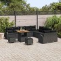 Conjunto de sofá de jardín con cojín 13 pcs Negro Poliratán