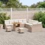 Conjunto de sofá de jardín con cojín 13 pcs Beige Poliratán