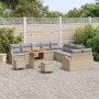 Conjunto de sofá de jardín con cojín 13 pcs Beige Poliratán