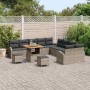Conjunto de sofá de jardín con cojín 13 pcs Gris Poliratán