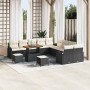 Conjunto de sofá de jardín con cojín 13 pcs Negro Poliratán