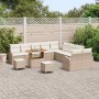 Conjunto de sofá de jardín con cojín 13 pcs Beige Poliratán
