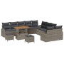 Conjunto de sofá de jardín con cojín 13 pcs Gris Poliratán