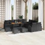 Conjunto de sofá de jardín con cojín 14 pcs Negro Poliratán