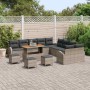 Conjunto de sofá de jardín con cojín 14 pcs Gris Poliratán