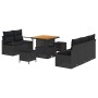 Conjunto de sofá de jardín con cojín 8 pcs Negro Poliratán