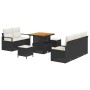 Conjunto de sofá de jardín con cojín 8 pcs Negro Poliratán