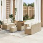 Conjunto de sofá de jardín con cojín 8 pcs Beige Poliratán