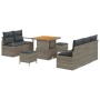 Conjunto de sofá de jardín con cojín 8 pcs Gris Poliratán