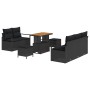 Conjunto de sofá de jardín con cojín 8 pcs Negro Poliratán