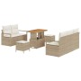 Conjunto de sofá de jardín con cojín 8 pcs Beige Poliratán