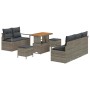 Conjunto de sofá de jardín con cojín 8 pcs Gris Poliratán