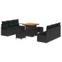 Conjunto de sofá de jardín con cojín 9 pcs Negro Poliratán