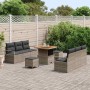 Conjunto de sofá de jardín con cojín 9 pcs Gris Poliratán
