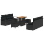Conjunto de sofá de jardín con cojín 9 pcs Negro Poliratán