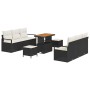 Conjunto de sofá de jardín con cojín 9 pcs Negro Poliratán