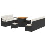 Conjunto de sofá de jardín con cojín 10 pcs Negro Poliratán