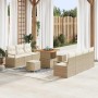 Conjunto de sofá de jardín con cojín 10 pcs Beige Poliratán