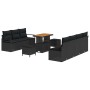 Conjunto de sofá de jardín con cojín 10 pcs Negro Poliratán