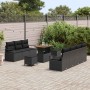 Conjunto de sofá de jardín con cojín 10 pcs Negro Poliratán