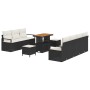 Conjunto de sofá de jardín con cojín 10 pcs Negro Poliratán