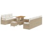 Conjunto de sofá de jardín con cojín 10 pcs Beige Poliratán