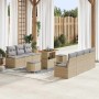Conjunto de sofá de jardín con cojín 10 pcs Beige Poliratán