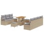 Conjunto de sofá de jardín con cojín 10 pcs Beige Poliratán