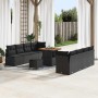 Conjunto de sofá de jardín con cojín 11 pcs Negro Poliratán
