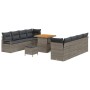 Conjunto de sofá de jardín con cojín 11 pcs Gris Poliratán