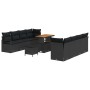 Conjunto de sofá de jardín con cojín 11 pcs Negro Poliratán