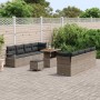 Conjunto de sofá de jardín con cojín 11 pcs Gris Poliratán