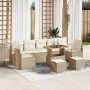 Conjunto de sofá de jardín 10 pcs Beige Poliratán