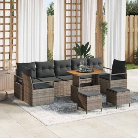 Conjunto de sofá de jardín 10 pcs Gris Poliratán