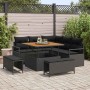 Conjunto de sofá de jardín con cojín 8 pcs Negro Poliratán