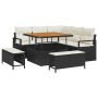 Conjunto de sofá de jardín con cojín 8 pcs Negro Poliratán