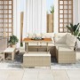 Conjunto de sofá de jardín con cojín 8 pcs Beige Poliratán