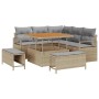 Conjunto de sofá de jardín con cojín 8 pcs Beige Poliratán