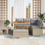 Conjunto de sofá de jardín con cojín 8 pcs Beige Poliratán