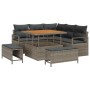Conjunto de sofá de jardín con cojín 8 pcs Gris Poliratán
